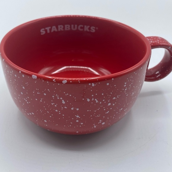 Starbucks 2019 Red Mug  With White Specks Ceramic Coffee Tea Soup Bowl 16 oz - Picture 1 of 6